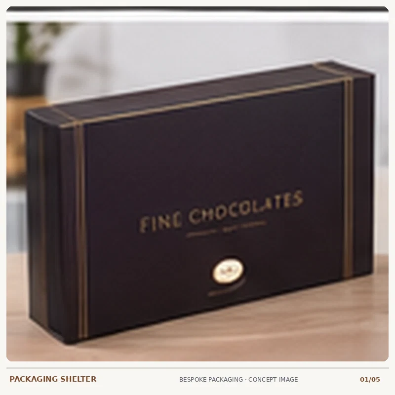 Photographic-style packaging mock-up concept for Bonbon Chocolate Boxes
