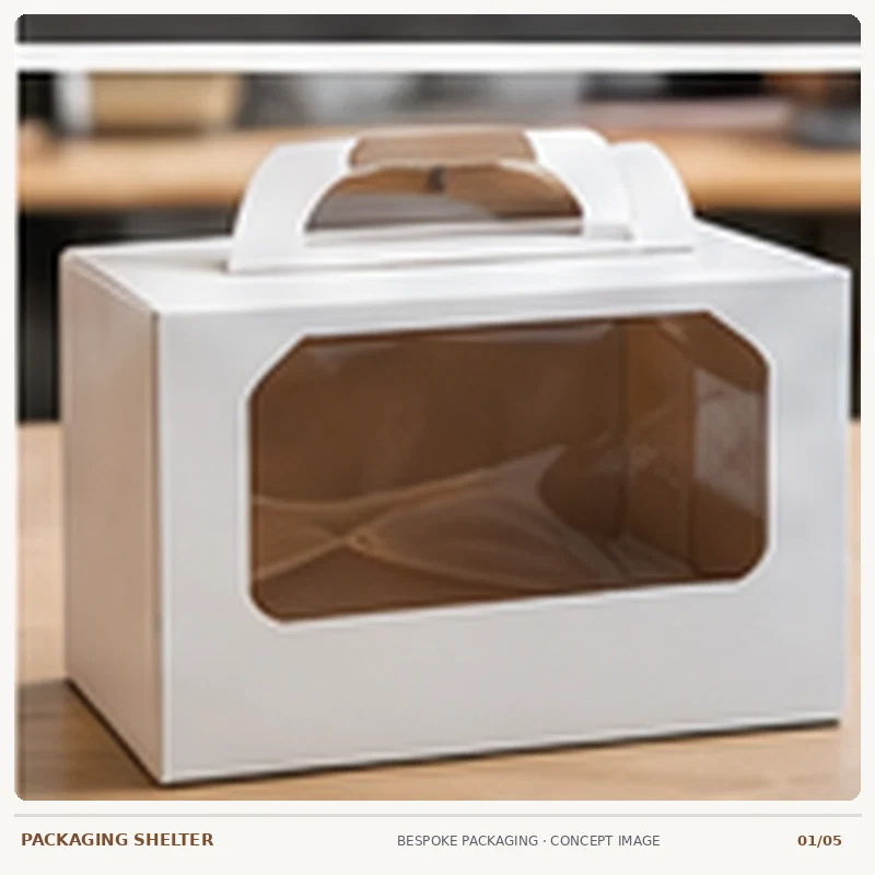 Photographic-style packaging mock-up concept for Custom Cake Boxes