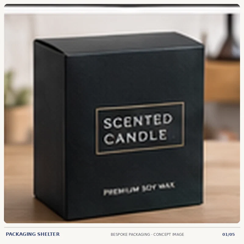 Photographic-style packaging mock-up concept for Custom Candle Boxes