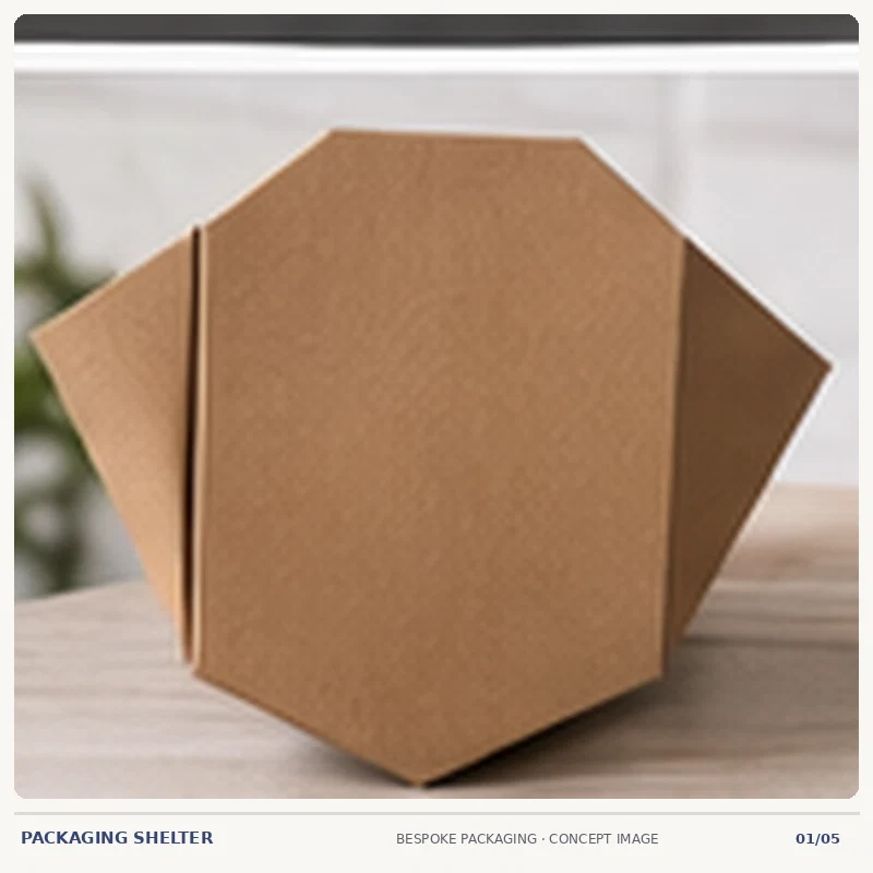 Photographic-style packaging mock-up concept for Hexagon Two Piece Boxes
